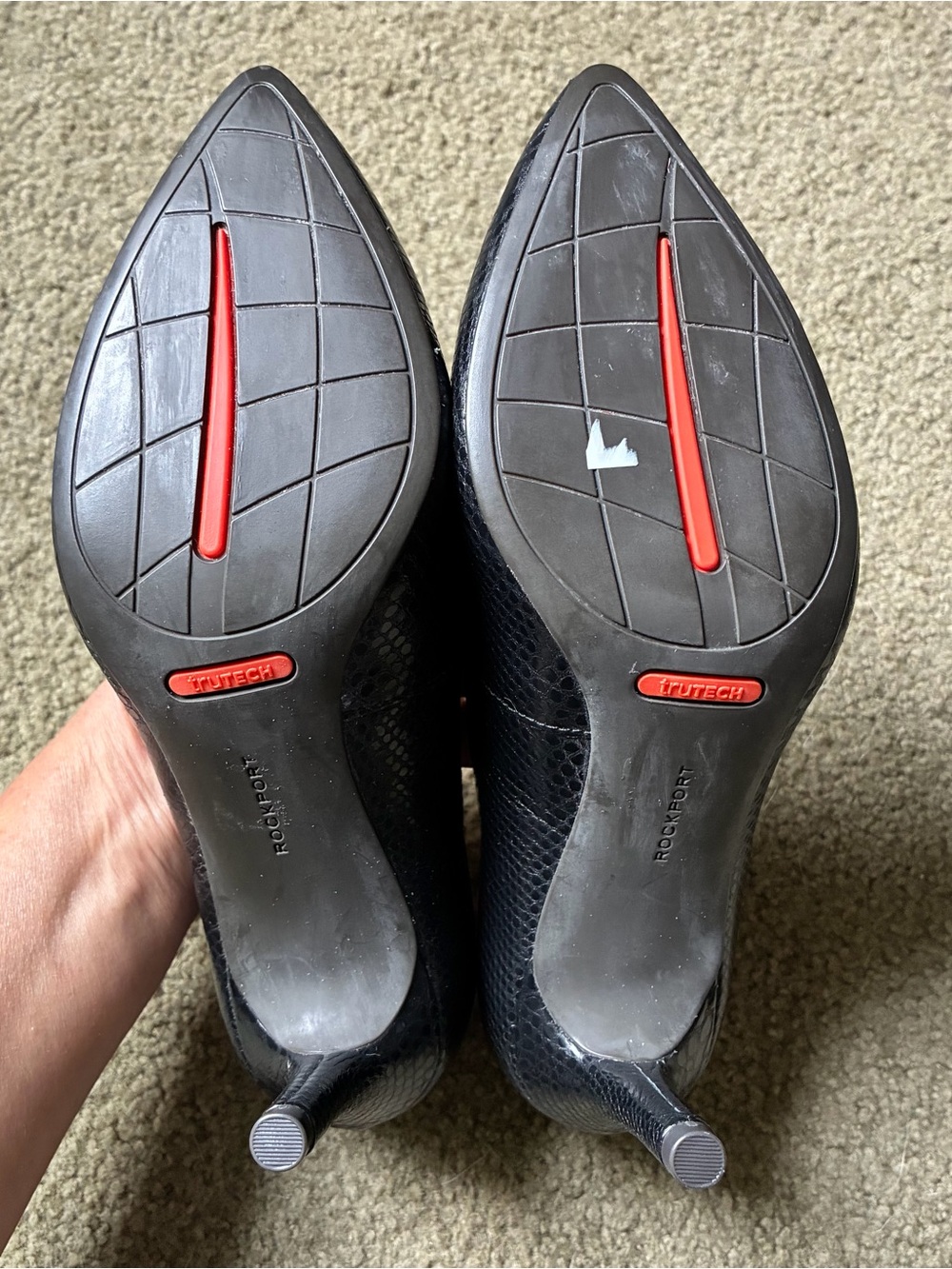 Rockport Black Leather High Heels Snakeskin Pointed-Toe Pumps Shoes Size 6.5 - Picture 10 of 13